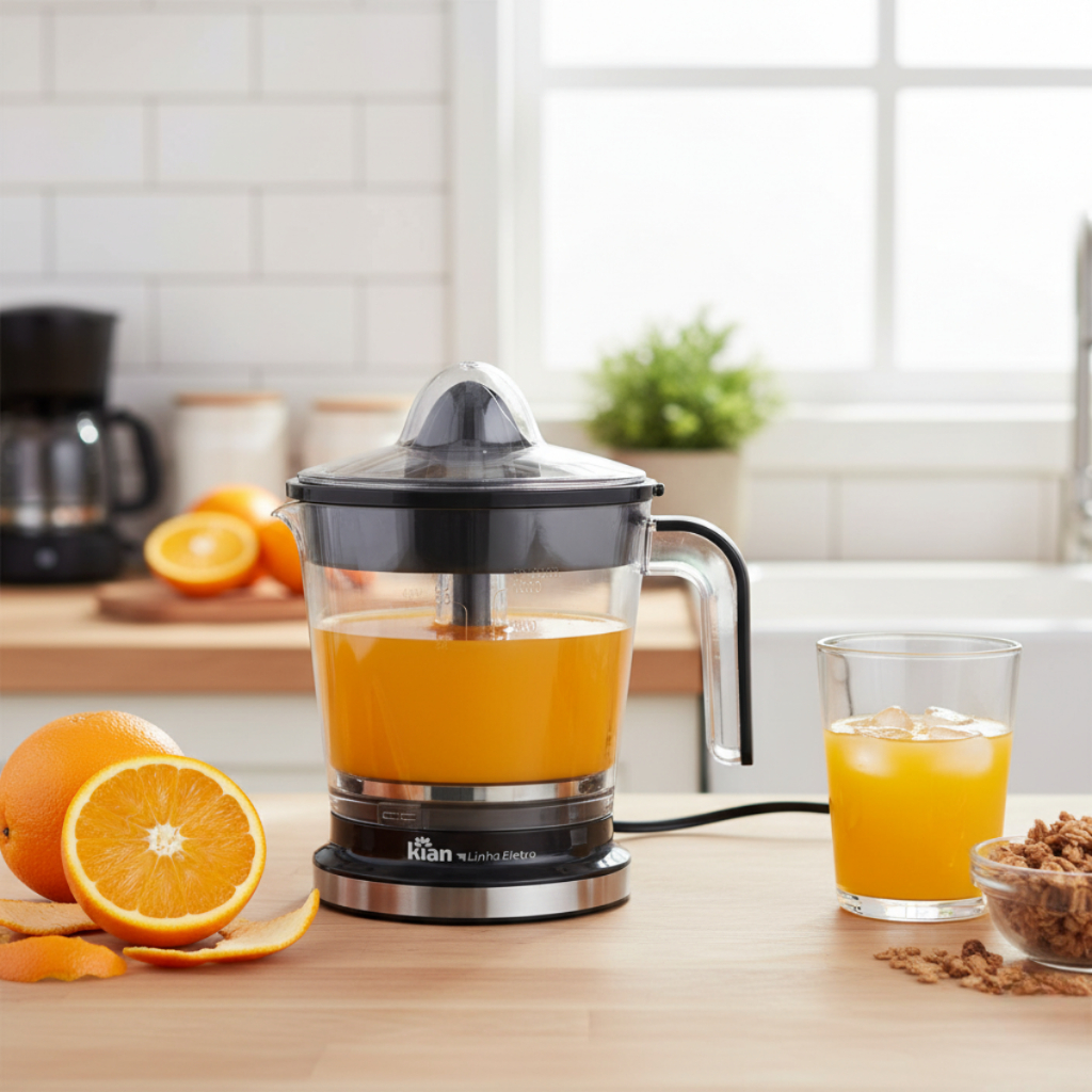 Espremedor Laranja Elétrico Kian 50W 1,2L 2 Cones Turbo Suco Frutas Espremedor Citrus Limão