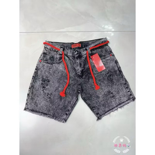 No.3 Cinza Bermudas Masculinas Shorts Jeans Rasgados Masculinos Shorts Jeans Com Cordão
