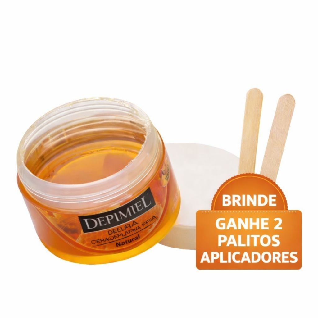 Cera fria em Pote Natural 250G DEPIMIEL para o rosto Ganhe 2 Palitos Aplicadores