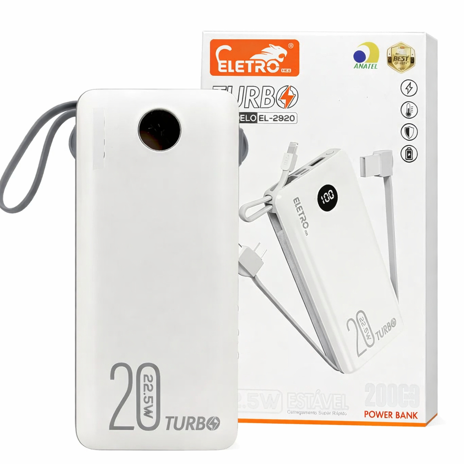 Carregador Portátil Turbo Premium Power Bank 20000mAh Original Universal em Oferta na Shopee