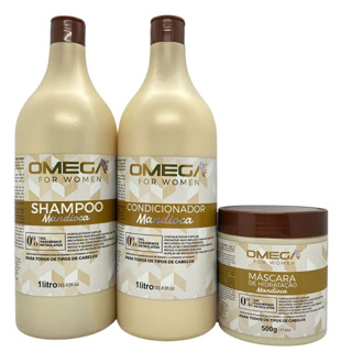 Kit Nutrição Mandioca Profissional Shampoo e Condicionador 1L + Mascara 500g Omega Hair em Oferta na Shopee