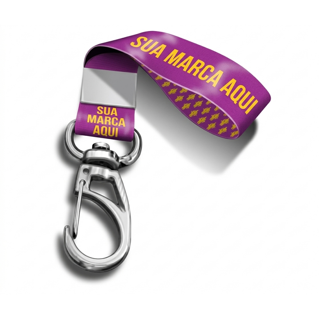 Chaveiro Cordinha com Acabamento Mosquetão, Chaveiro Personalizado com sua Marca, Chaveiros de Brinde (ATACADO)