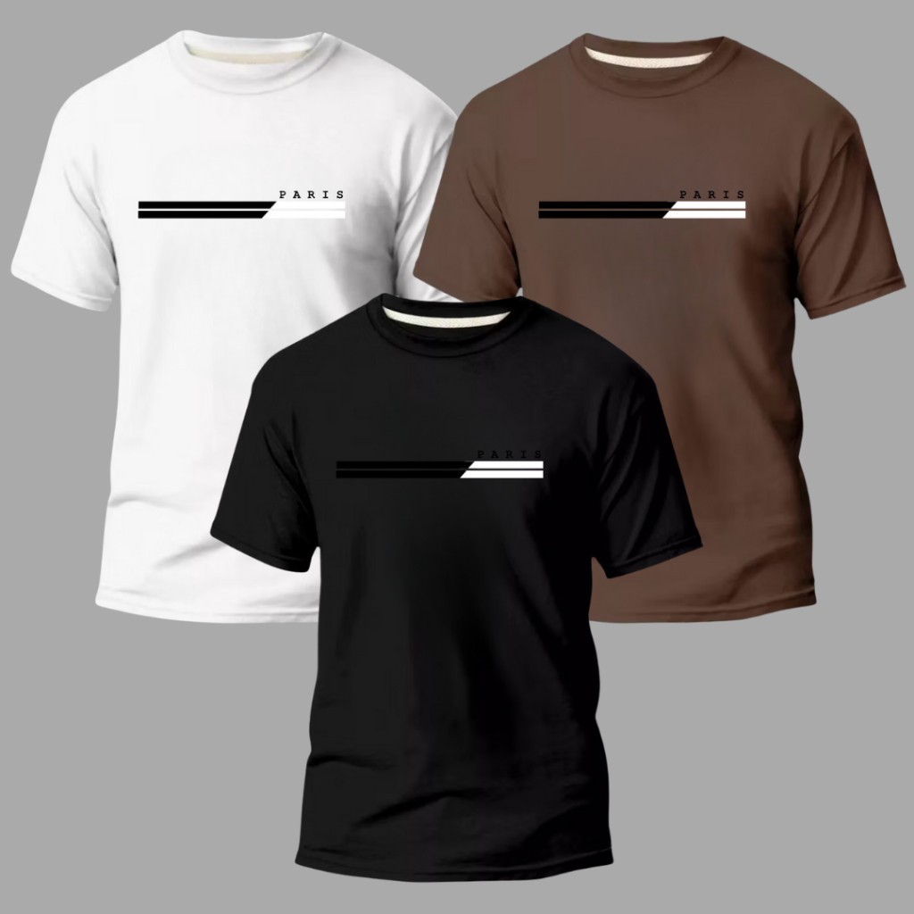 Kit 3 Camisas Masculinas 100% Algodão Premium Conforto Moda Casual Street Paris Envio Imediato