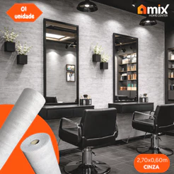 Rolo Adesivo 2,70x0,60 Papel de Parede 3D Mix Home Center Revestimento Autocolante Textura Cinza