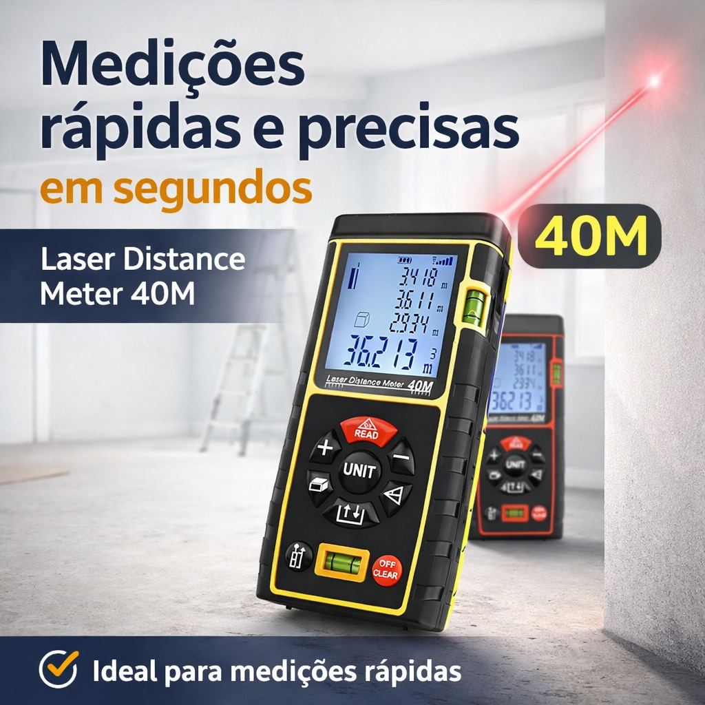 Medidor de Distância a Laser de Alta Precisão 40M - (Cores Sortidas)