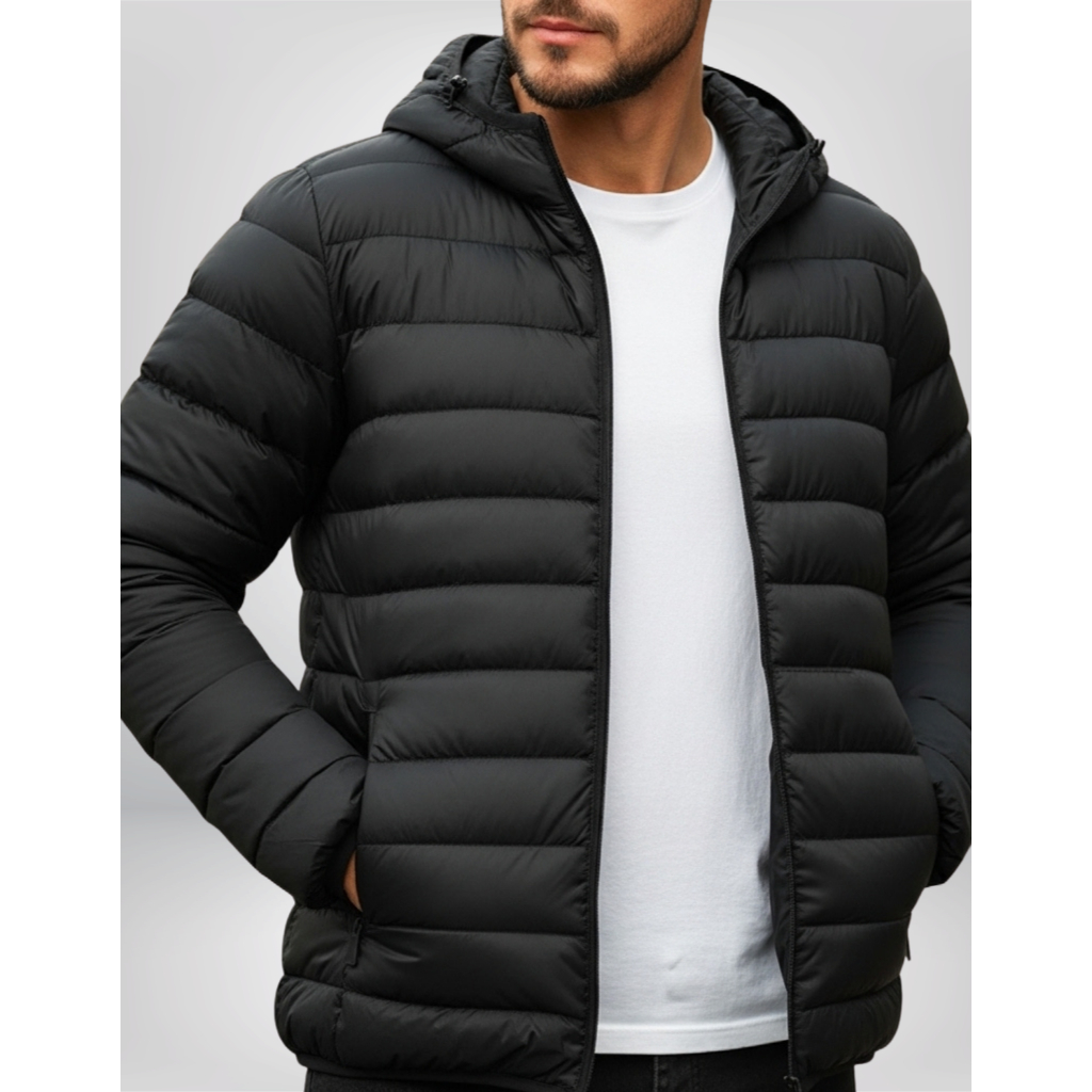 Jaqueta Puffer Bobojaco Masculino Impermeável de Frio Intenso Blusa Inverno com Capuz Removível