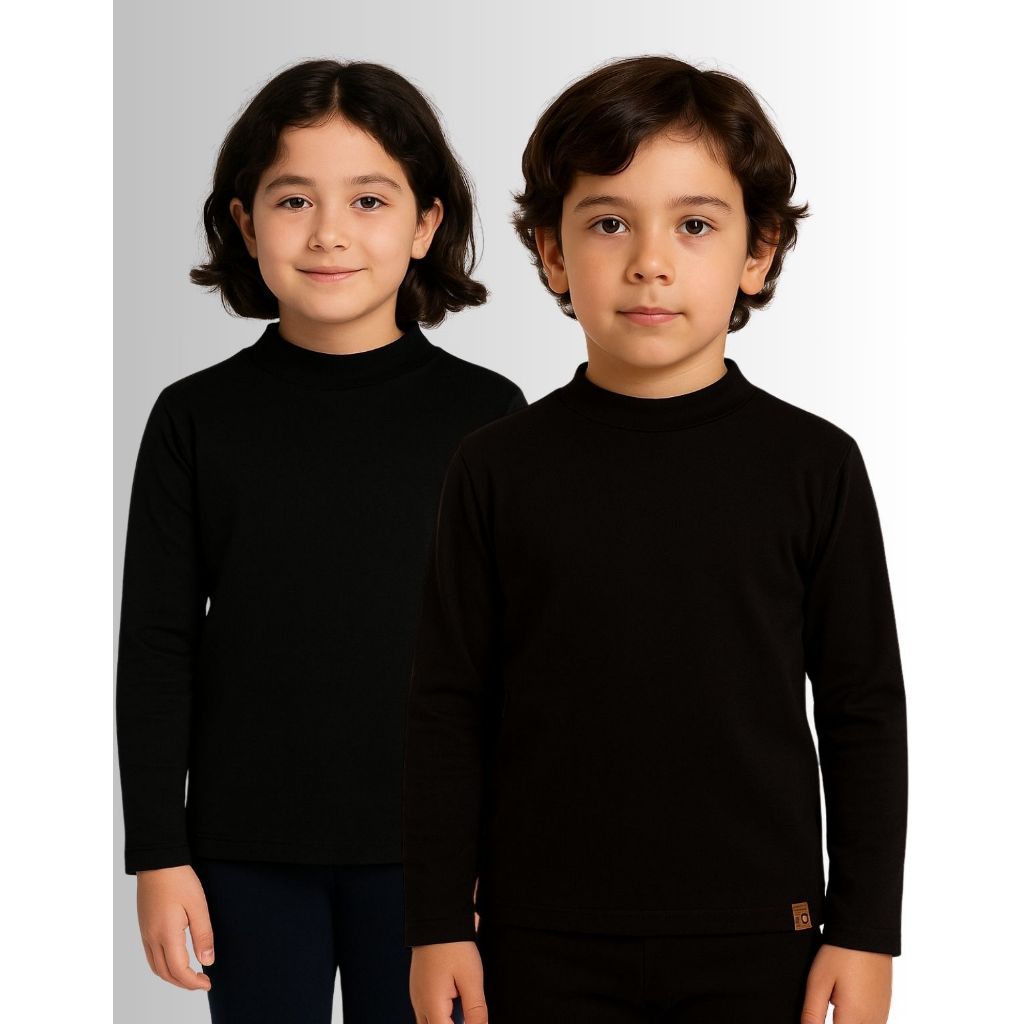 Blusa Manga Longa gola Alta Térmico Infantil Menino Menina Peluciado Flanelado Tam 14