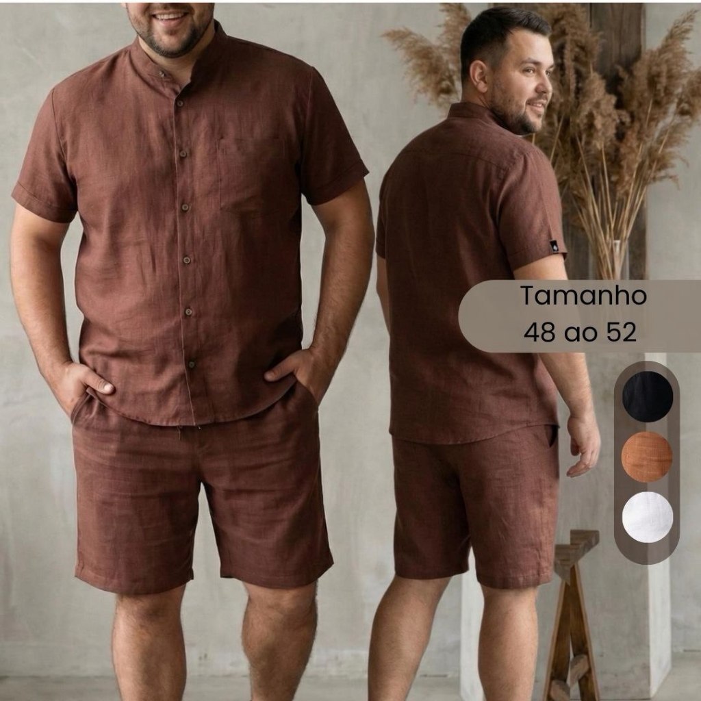 Conjunto Masculino Linho Plus Size