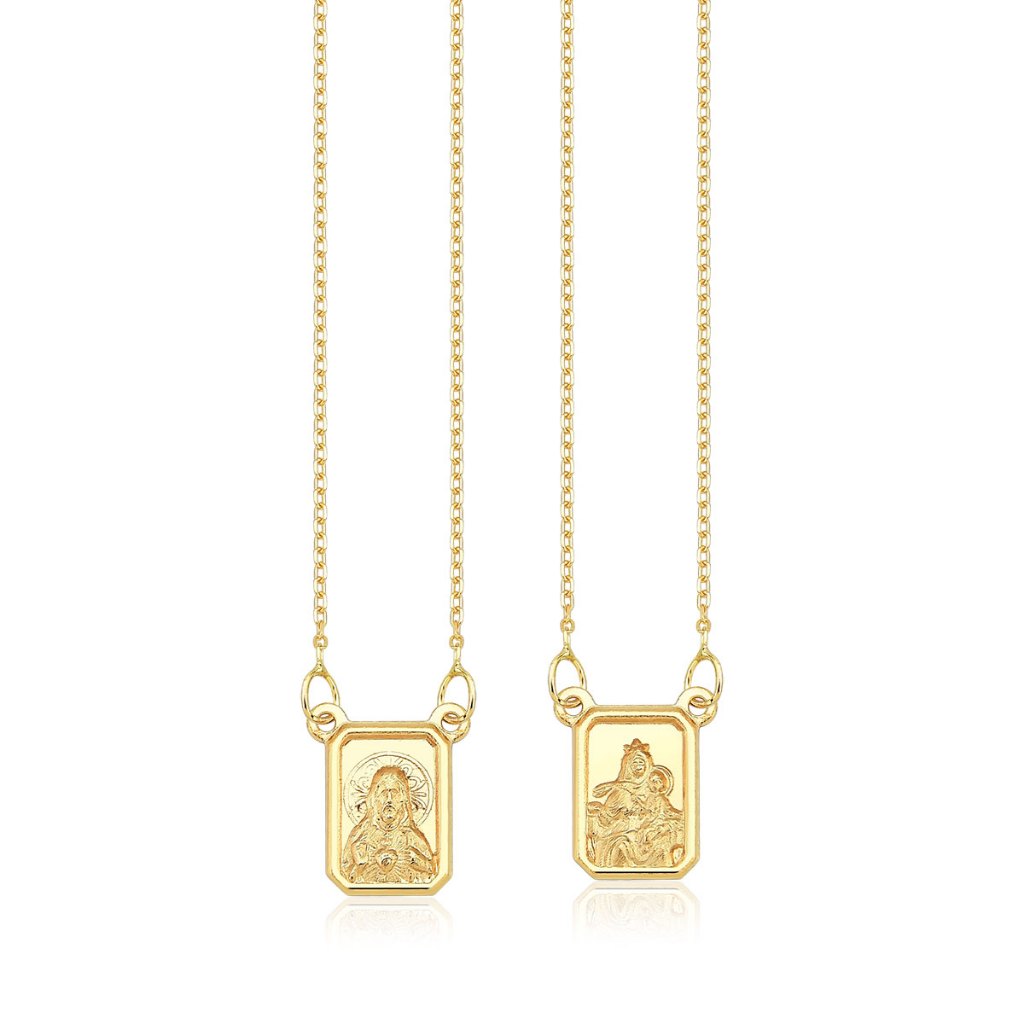 Escapulário de ouro amarelo 18k  unissex 65cm em Oferta na Shopee