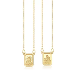 Escapulário de ouro amarelo 18k unissex 65cm