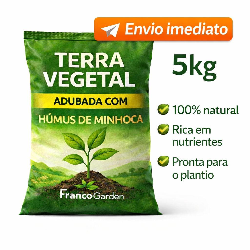 TERRA VEGETAL ADULBADA 5KG - HORTA JARDIM CANTEIROS ADUBO HUMUS DE MINHOCA em Oferta na Shopee