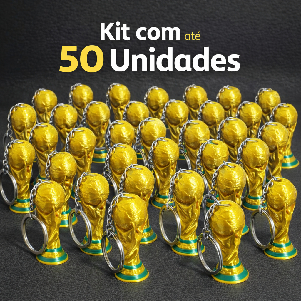 Kit Chaveiros Troféu Copa do Mundo 2026 Taça Futebol Lembrancinha Festa Brinde Revenda Atacado