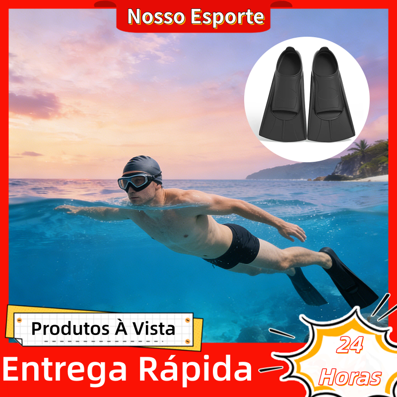 Pé de Pato Nadadeira Aquática Para Natação Mergulho Bodyboard Preto Dois Tamanhos