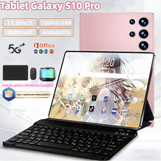 【Teclado, mouse e alto-falantes gratuitos】Tablet Galaxy S10 Pro 12GB + 512GB 8800mAh tela de 11,6 polegadas 5G em Oferta na Shopee
