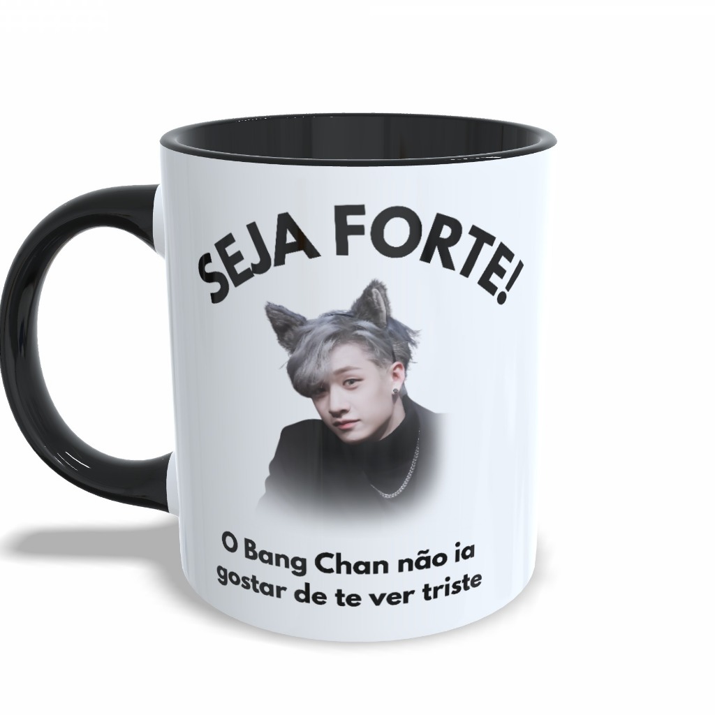 Caneca Meme Seja Forte O Bang Chan Não Ia Gostar De Te Ver Triste Cerâmica 325ml