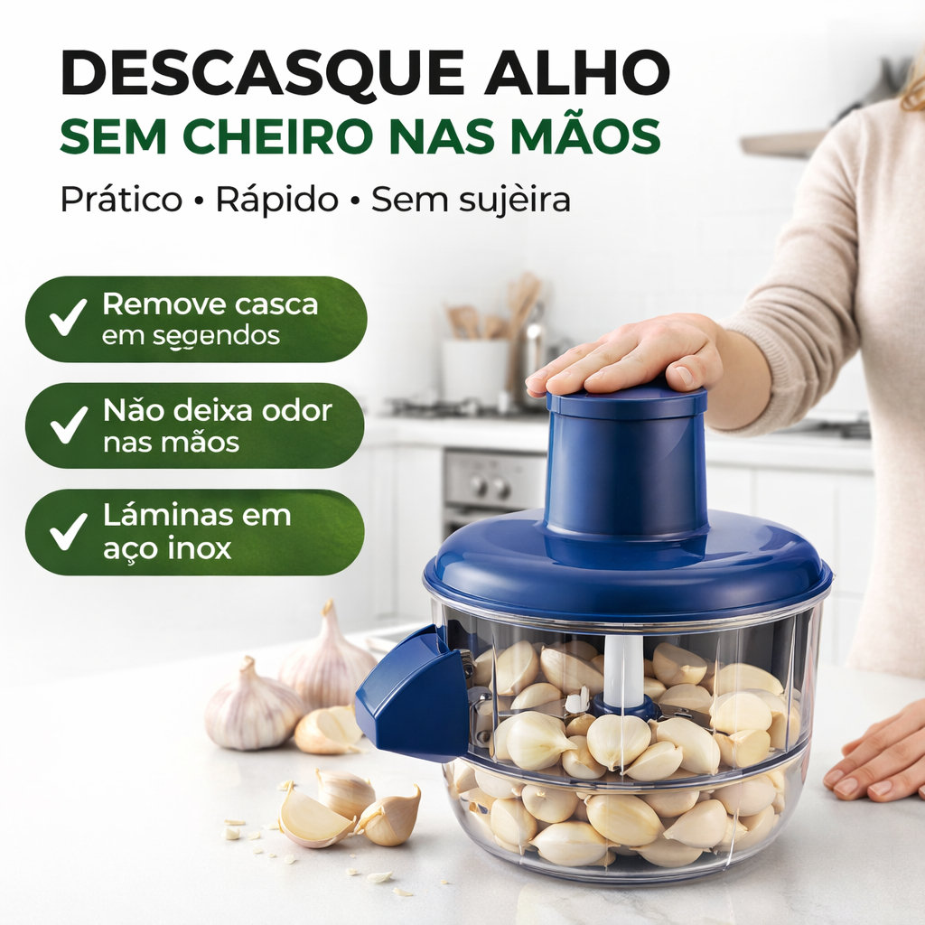 Descascador Elétrico Automatico Portátil 127/220V Cozinha Descascar Alho Uvas Frutas Tomate Legumes