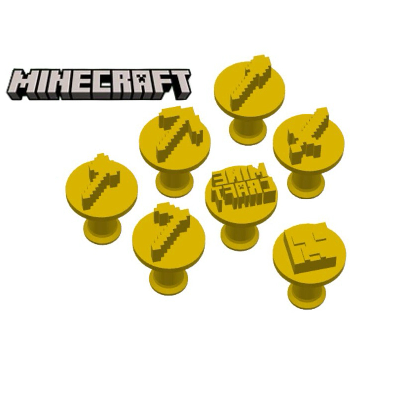 Carimbo para Docinhos Tema Minecraft 7 unidades – Kit para Decorar Doces – Impressão 3D em PLA