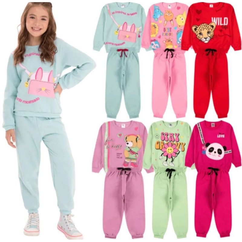 Conjunto moletom infantil menina estampa sortida veste 8/9 anos