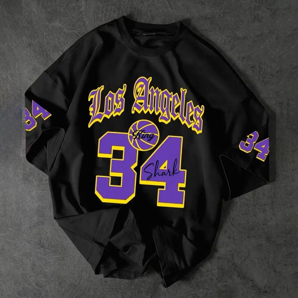 Camiseta Oversized Streetwear Los Angeles 34 Basquete Basketball Estiloso Camisa 100% Algodão