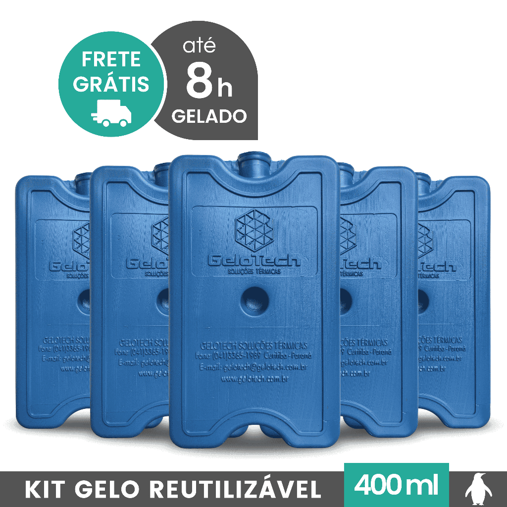 Gelo Reutilizável 400ml Até 8h Gelado Não Molha | GeloTech Rígido Gel Artificial Atóxico em Oferta na Shopee