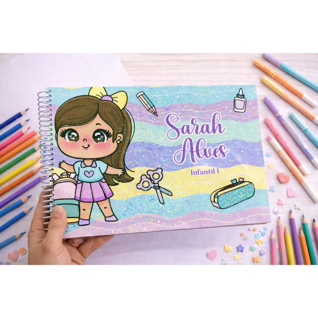 Caderno de Desenho Escolar Personalizado Holográfico em Oferta na Shopee