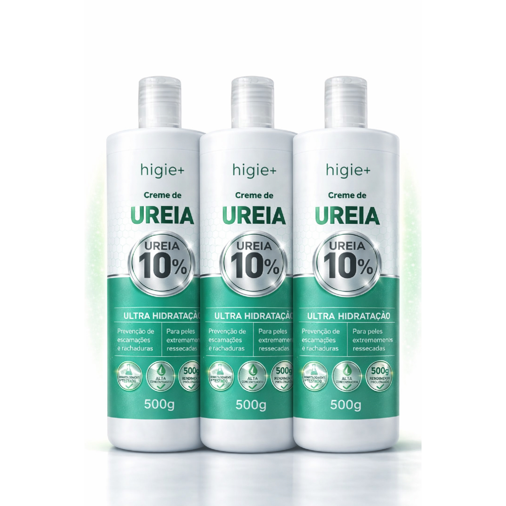 Kit 3 Creme de Ureia 10% 500g Ultra Hidratação Rosto Corpo e Pés em Oferta na Shopee