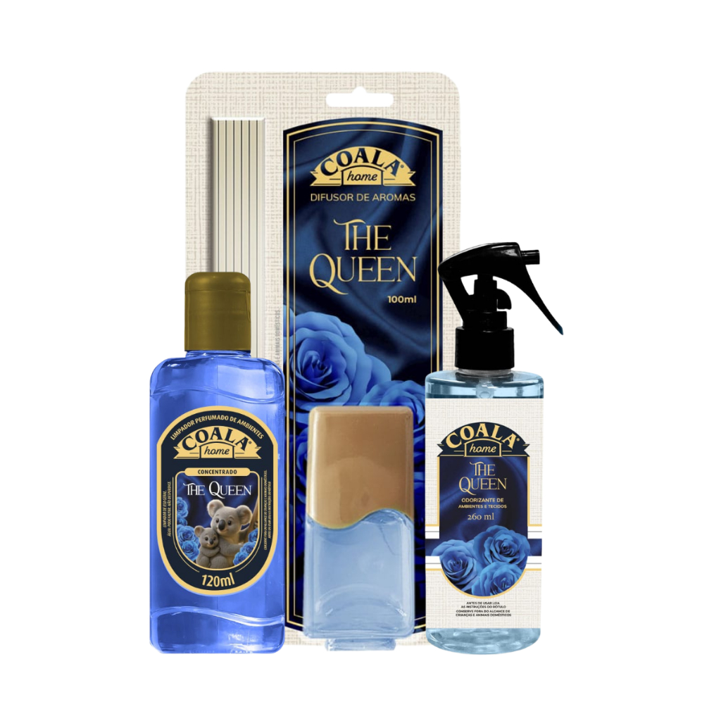 Kit 3 Coala Home The Queen - Limpador Perfumado, Difusor de Aromas e Home Spray