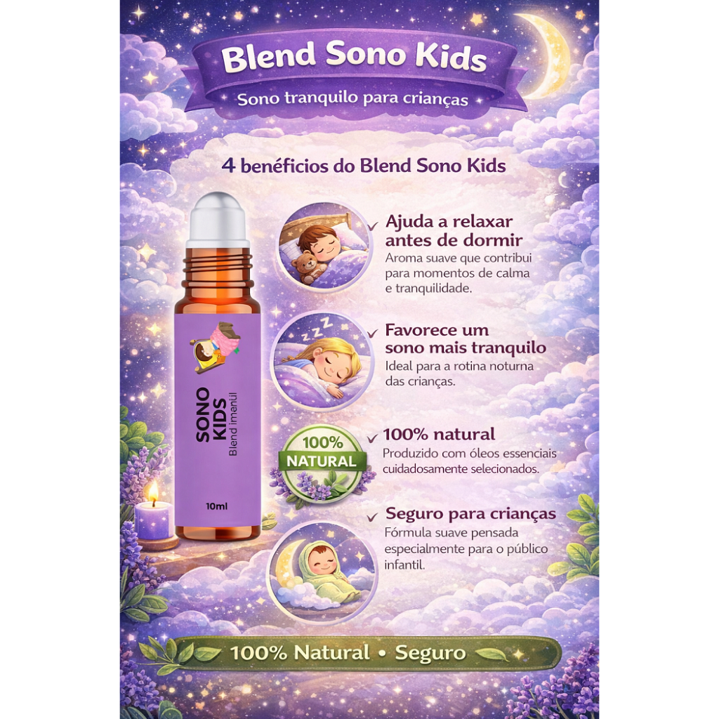 Blend Sono Kids Rollon 10ml | Aromaterapia Infantil para Relaxamento e Rotina do Sono — imagem 2 de 2