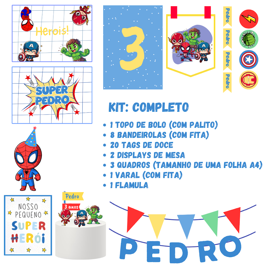 Kit Festa Super Heróis Marvel Só Um Bolinho Personalizado Decoração