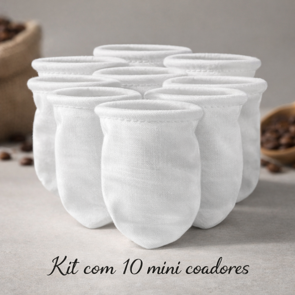 Kit 10 Mini Coador de Café Filtro de Pano Reutilizável Lavável Refil