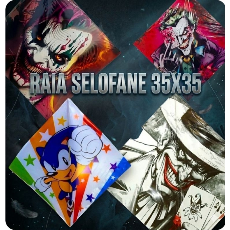Raia Selofane Desenhadas 35x35 - Pacote 20 unidades, Imagem ilustrativas,Pacotes sempre Diferentes um dos Outros