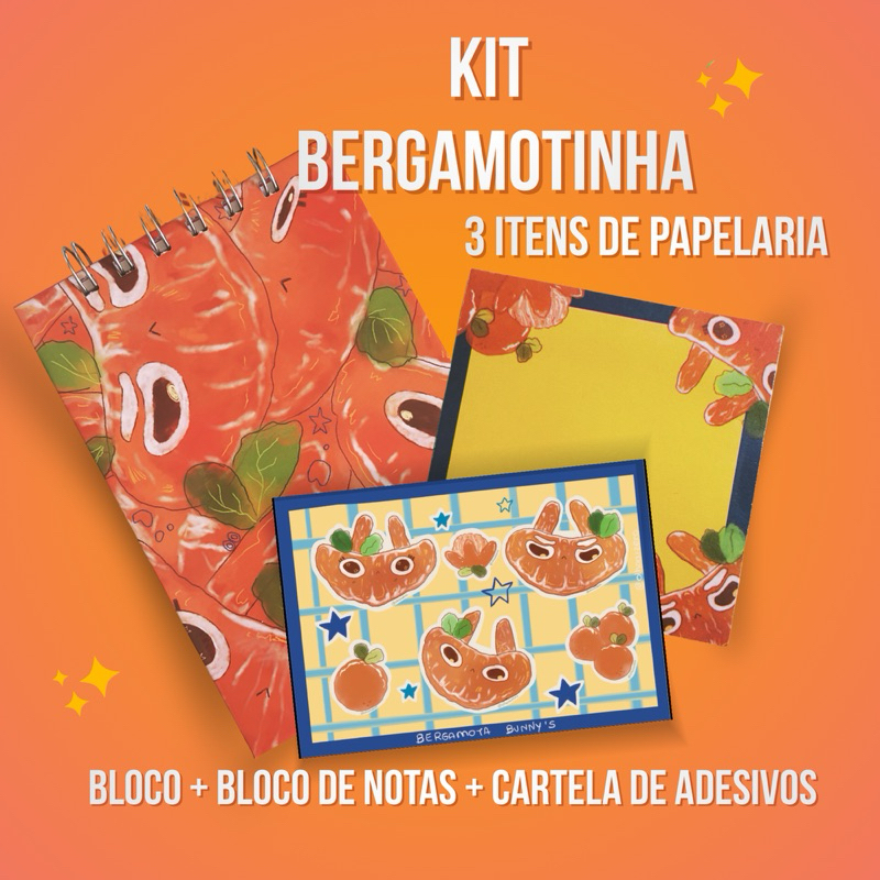 KIT De Papelaria Bergamotinha/ 3 Itens de Papelaria
