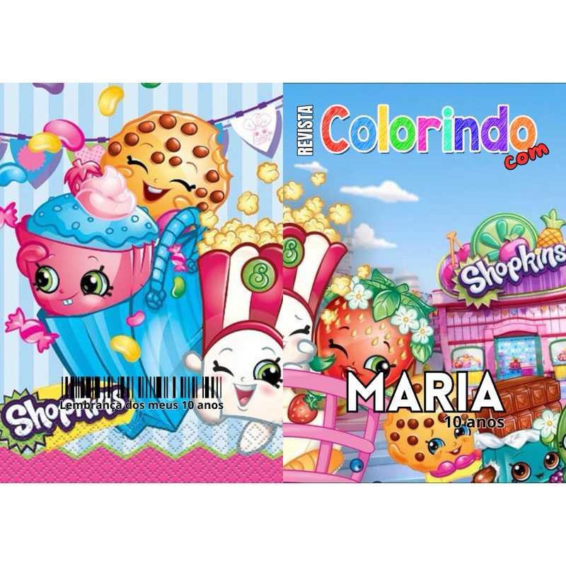30 LIVROS DE COLORIR SHOPKINS - PERSONALIZADO COM NOME - LEMBRANCINHA PERSONALIZADA PARA FESTA TEMA