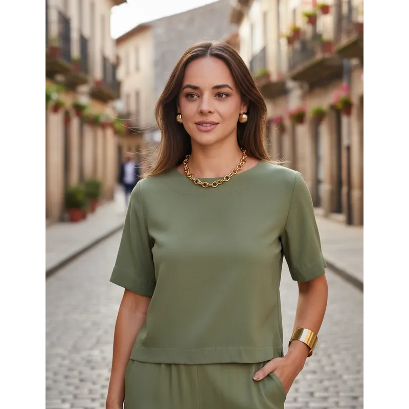 Blusa Básica Feminina de Viscolinho Confortável 3413-C4