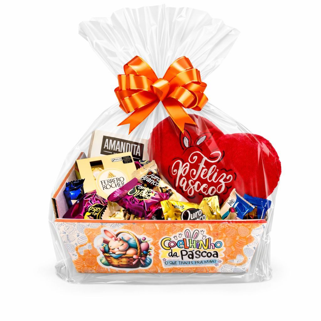 Cesta De Páscoa Premium Ferrero Rocher Pelúcia Amandita Chocolates