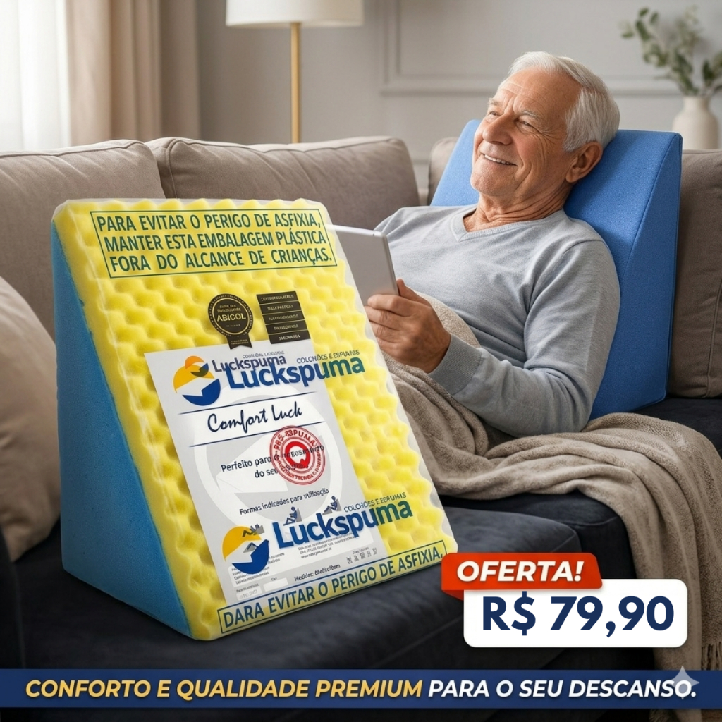 Travesseiro Encosto Triangular Anatômico 65cm Luckspuma