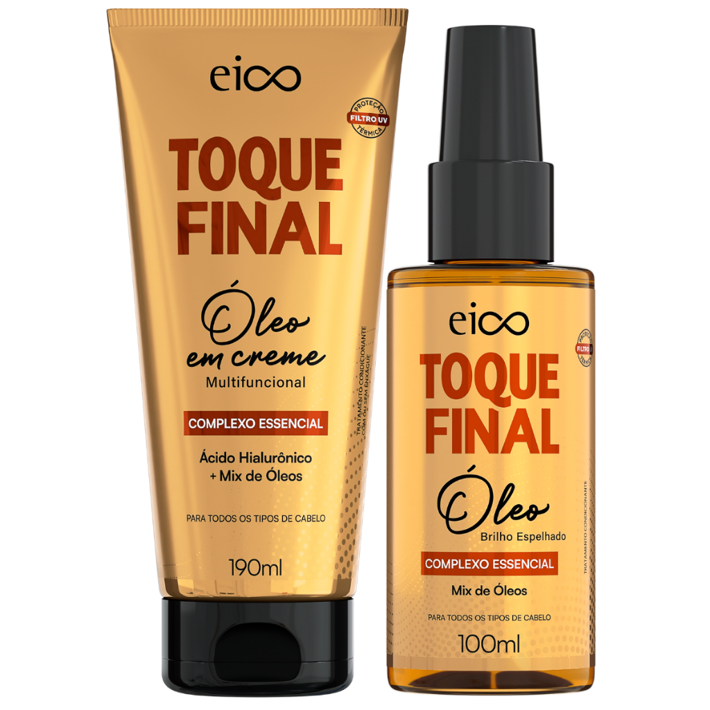 Kit Eico Toque Final Óleo Em Creme Finalizador 190ml Óleo Reparador Pontas 100ml