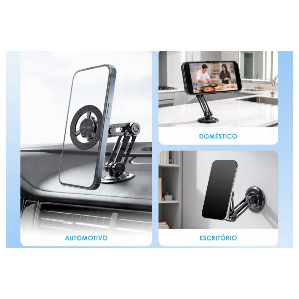 Suporte Celular Rotativo Magnético 360 Graus para Carro e Mesa
