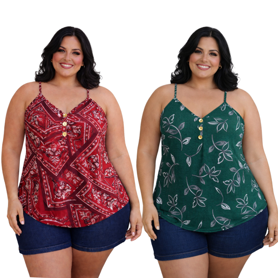 Kit 2 Regata Feminina Soltinhas Verão Malha Liganete Estampadas. em Oferta na Shopee