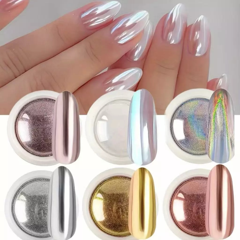 X@T 6 Pó Cromo Metalizado Unhas Cromado Decoração