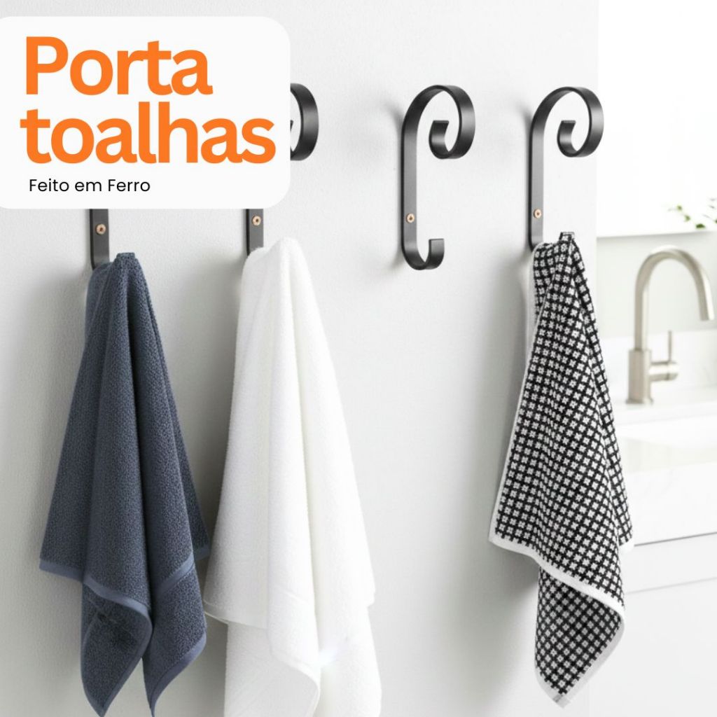 Porta Toalhas Gancho de Parede Banheiro Lavanderia Cozinha Pano de Prato Suporte Multiuso em Ferro