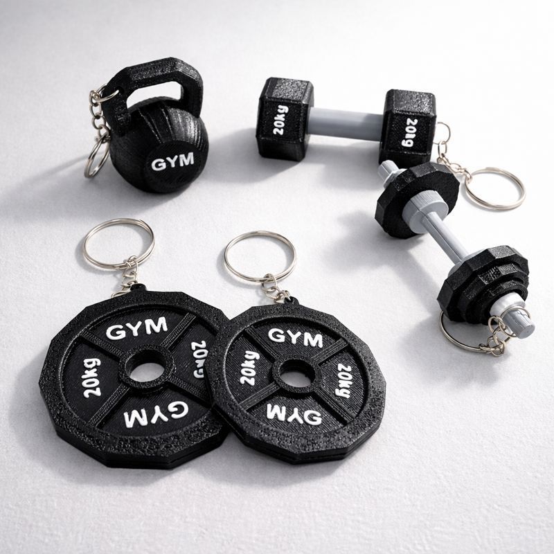 Kit Chaveiros Academia - Pesos Anilhas e Acessórios | 5 Unidades