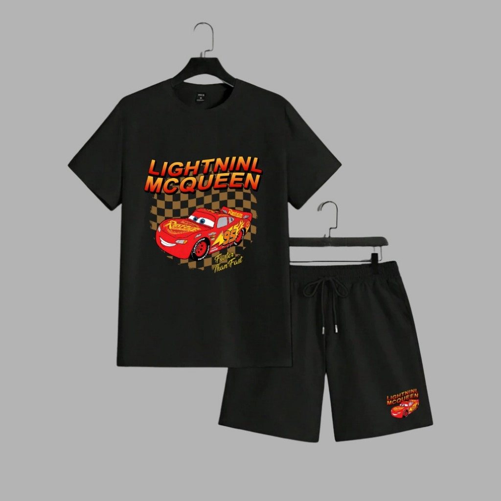 Conjunto Infantil Outono Estampado MC Queen Bermuda Moletinho e camiseta Básica