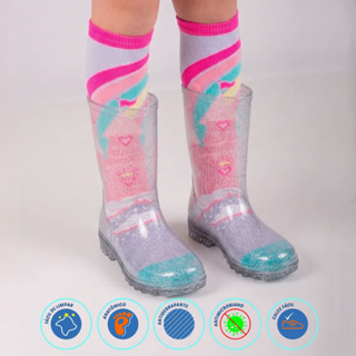 Kit Bota + Meia Galocha Menina Feminina Infantil Impermeável Transparente Meia Colorida Macia Leve em Oferta na Shopee