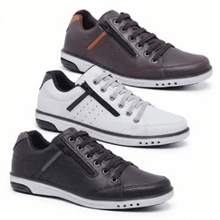 Kit 3 Pares De Sapatenis Masculino Star Fox Elastico Confortavel 750 A3