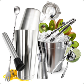 Kit Coqueteleira Boston 820 Ml Peso Strainer Socador Colher Espremedor Balde Dosador Acessórios Inox em Oferta na Shopee