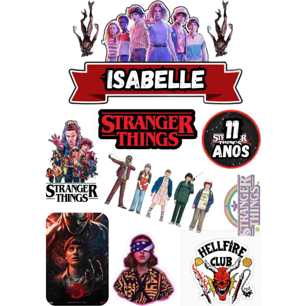Topo de Bolo Stranger Things Personalizado para Festa de Aniversario topper em Oferta na Shopee