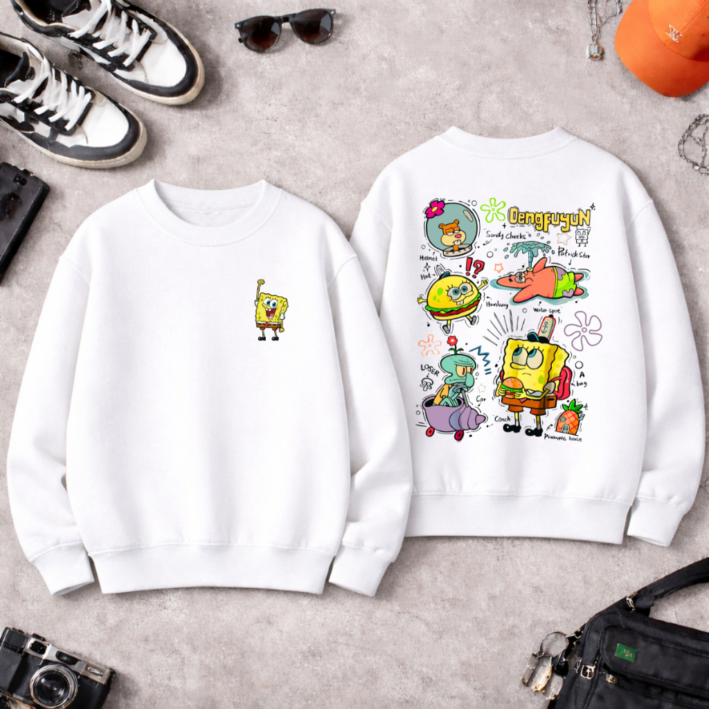 Moletom Gola Careca Blusa de Frio Bob Esponja Franelado Unissex Quentinho Envio Rapido em Oferta na Shopee