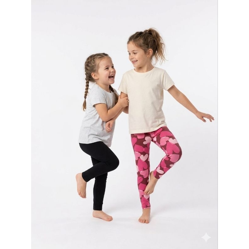 leggin  calça  infantil  menina kit de 2 unidades 1 preta e 1 estampa sortida em coton em malha premium puro conforto8