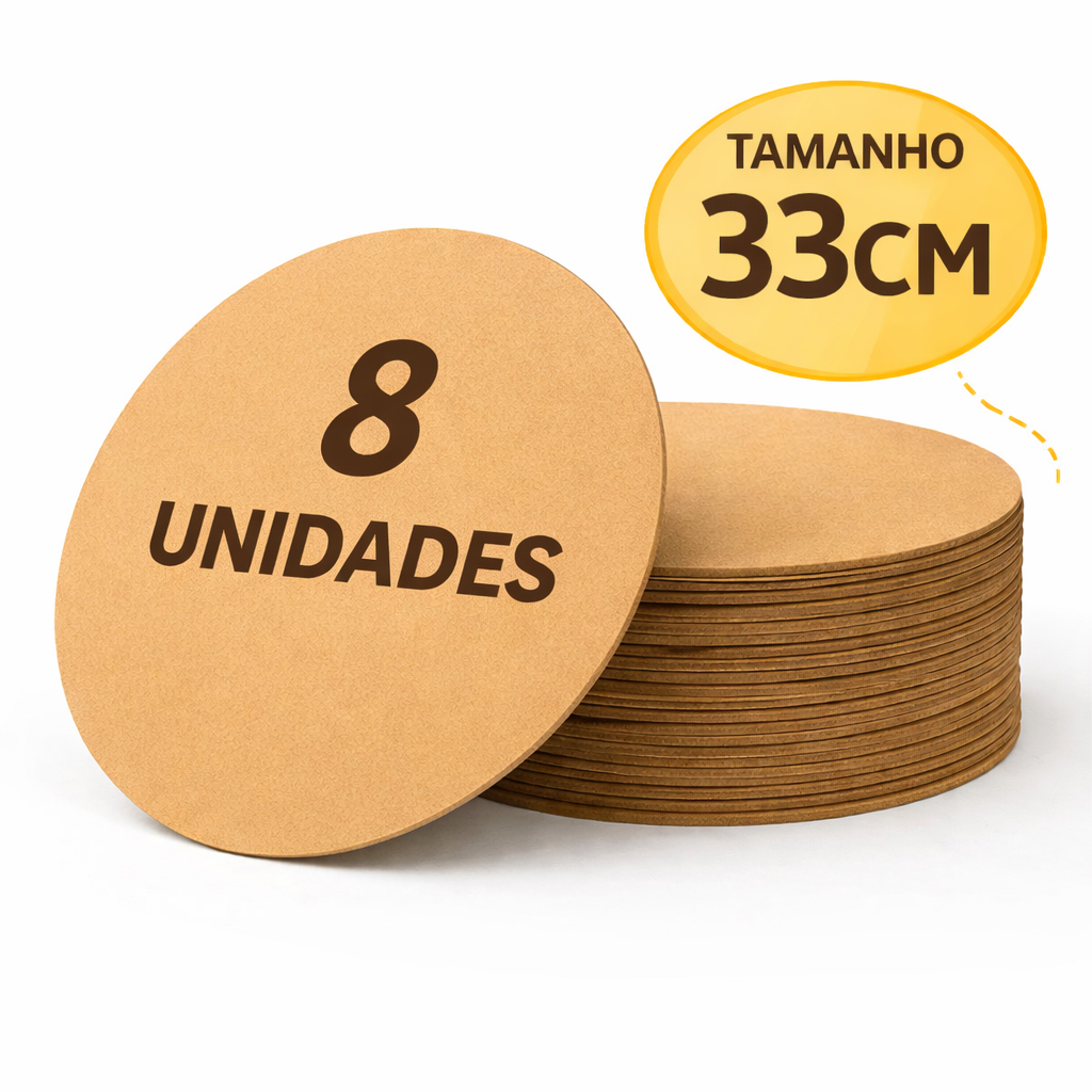 Kit 8 Base Mdf Supla Suplat 33Cm Bases Circulo Bolacha Circular Disco Tabua Tabuleiro Artesanato Liso